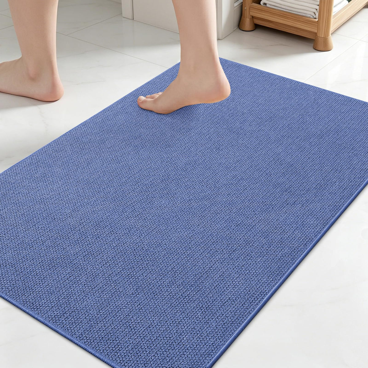 Smiry Ultra Thin Bath Mat 30X20, Non Slip Rubber Washable Bathroom Rugs
