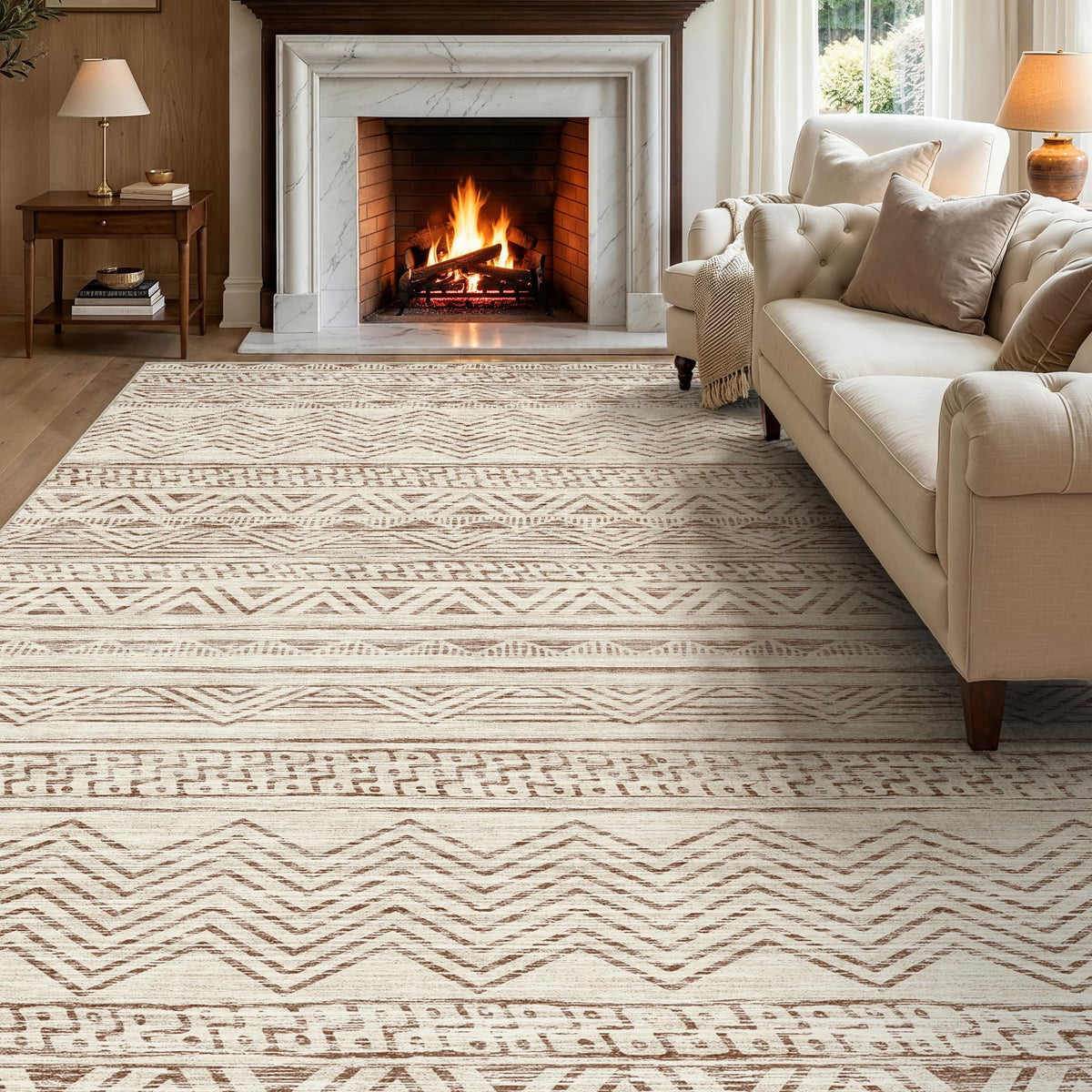 2x5 Runner Rug Washable Moroccan: Non Slip Kitchen Long Floor Mat Beige