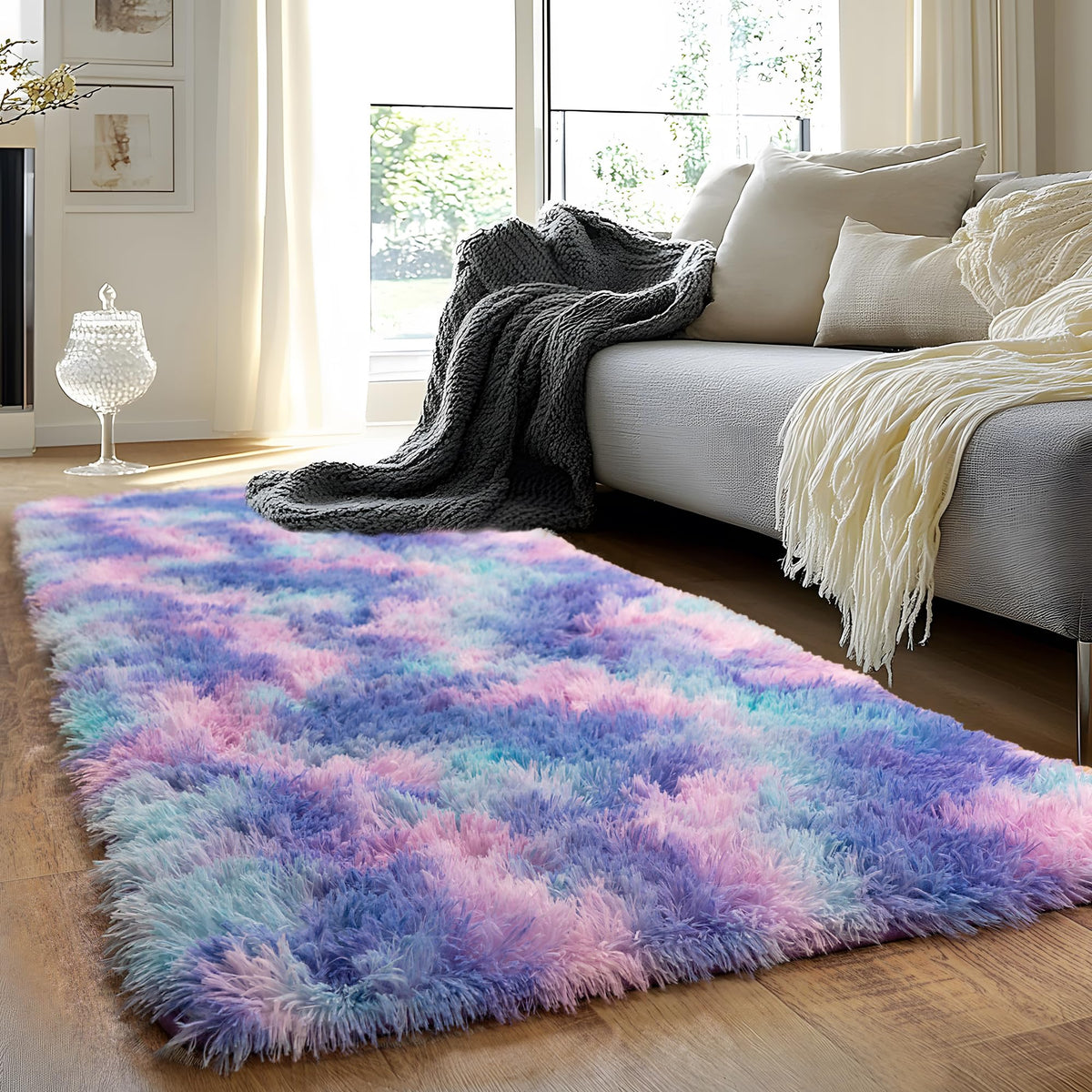 Small Black Area Rug, 2x3 Rug for Bedroom Shaggy Throw Rugs for Dorm Rug, Soft Shag Carpet for Kids Room, Plush Comfy Fluffy Bedside Rug for Home Decor Aesthetic