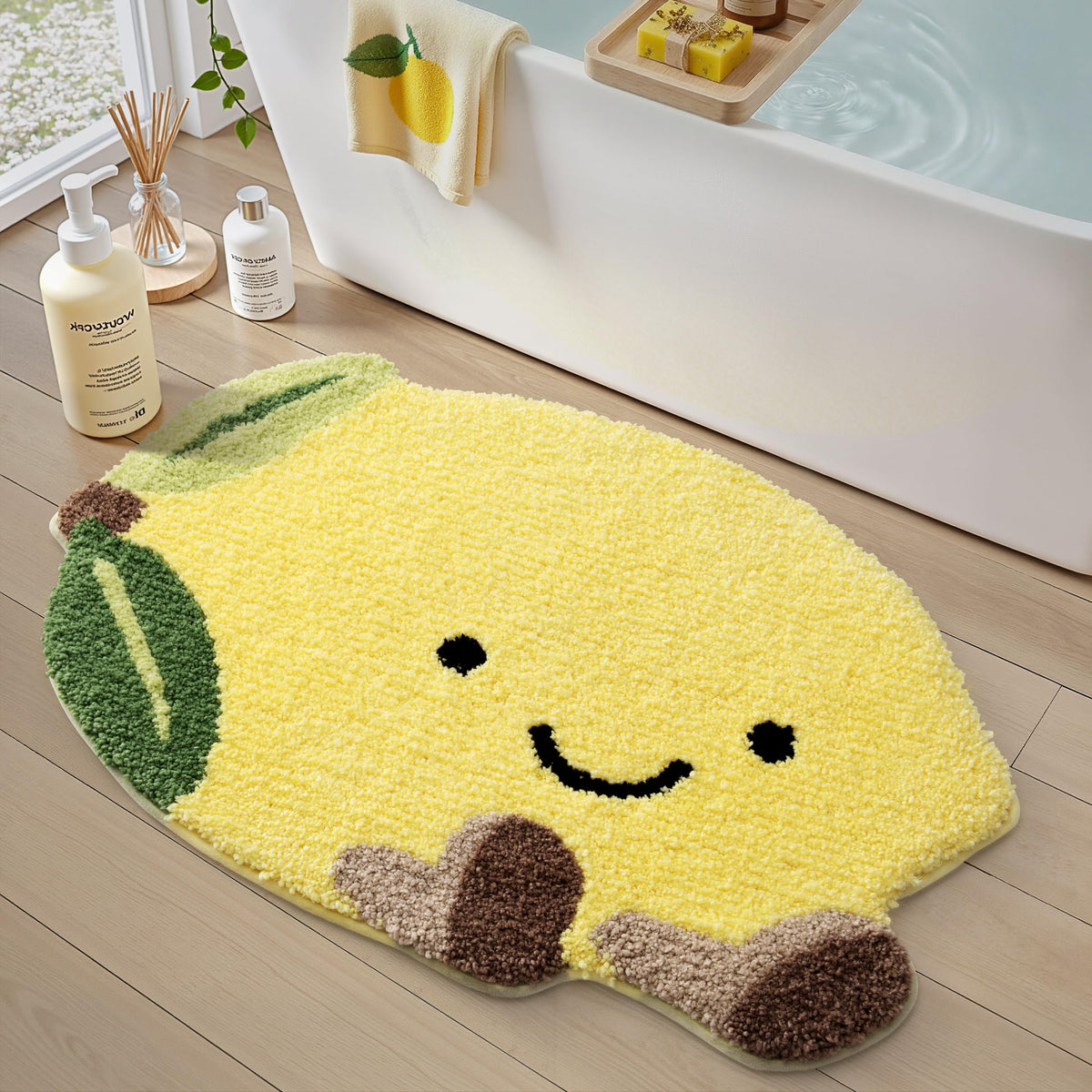 LUMI Bathroom Rug Green Leaf, Absorbent Non Slip Bath Mat, 23.5"x31.5"