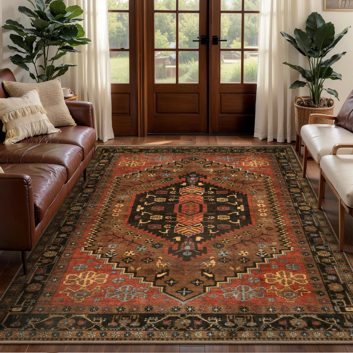 Ciicool Washable 3x5 Area Rug,Boho Non-Slip Indoor Mat for Entryway Kitchen