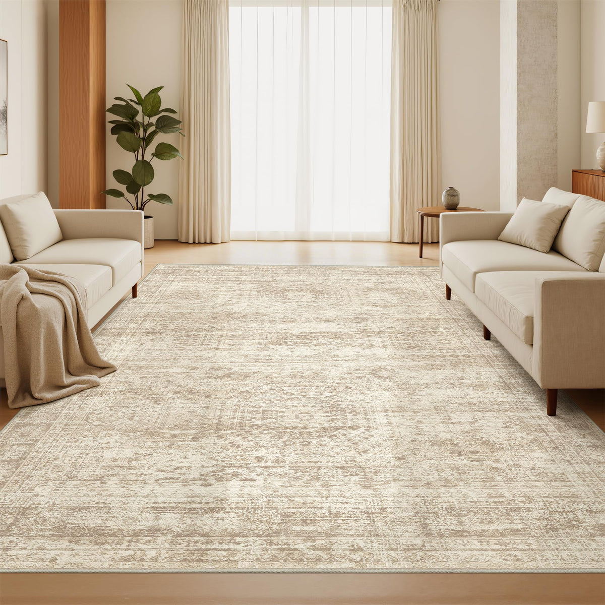 2x8 Runner Rug Non Slip,Washable Hallway Runner Rug,Beige