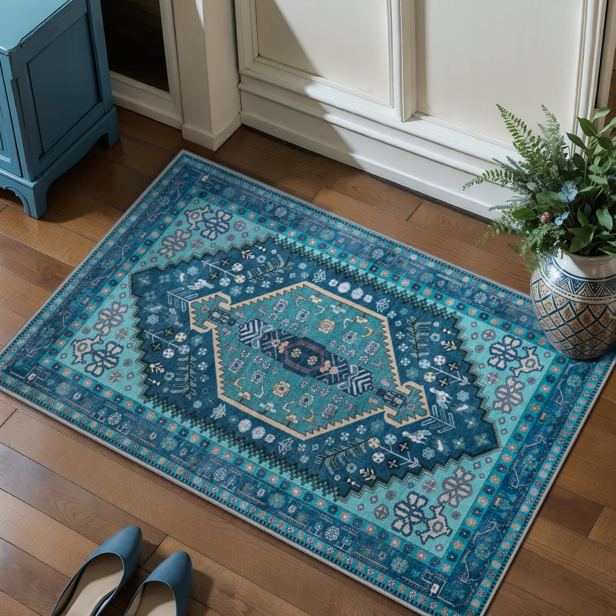 Ciicool Washable 3x5 Area Rug,Boho Non-Slip Indoor Mat for Entryway Kitchen