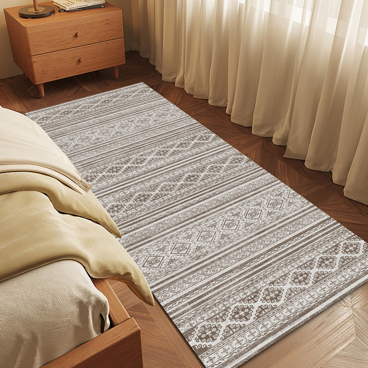 RUGSURE Washable Area Rugs - Perfect for Living Room, Bedroom, Kids Room, Nursery - Stain & Water Resistant Non-Slip, Pet & Child Friendly, Vintage Tribal Area Rugs (Green, 3' x 5 ')