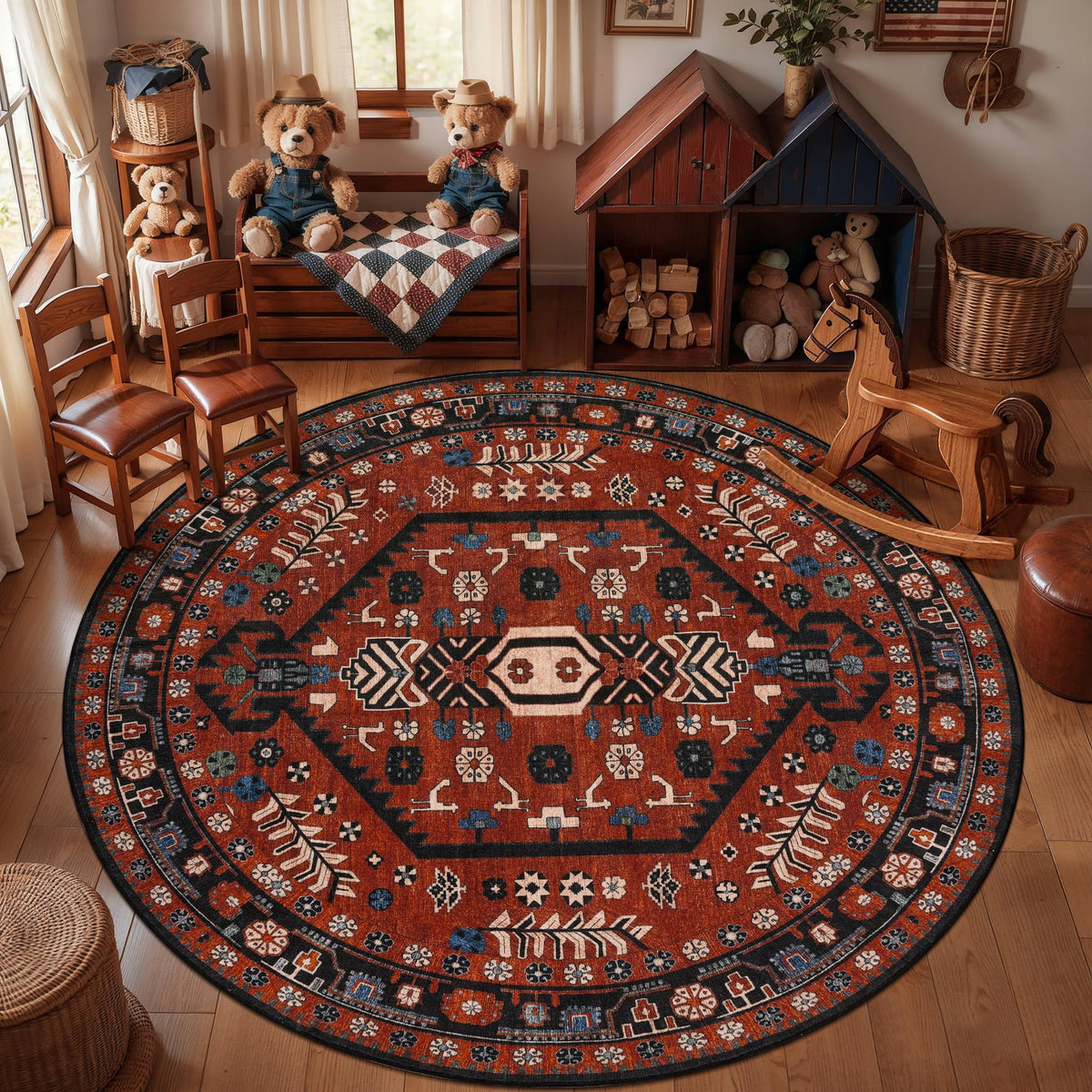 Ciicool Washable 3x5 Area Rug,Boho Non-Slip Indoor Mat for Entryway Kitchen