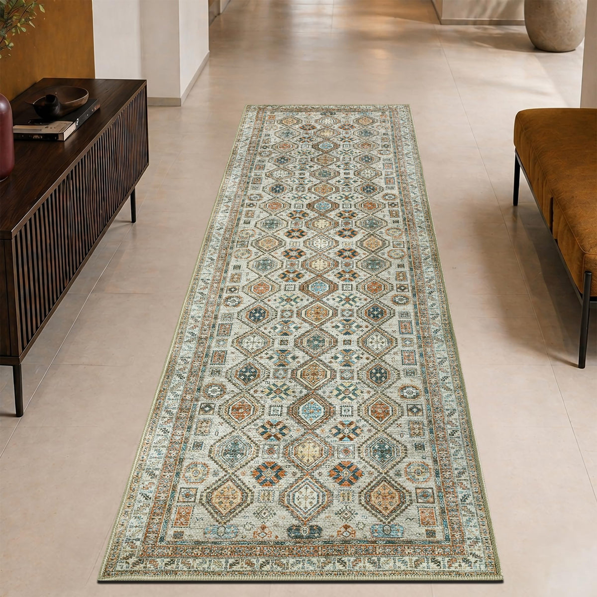 Keen Home Design Vintage Washable Entryway Rug, Non-Slip Low Pile, 2x3