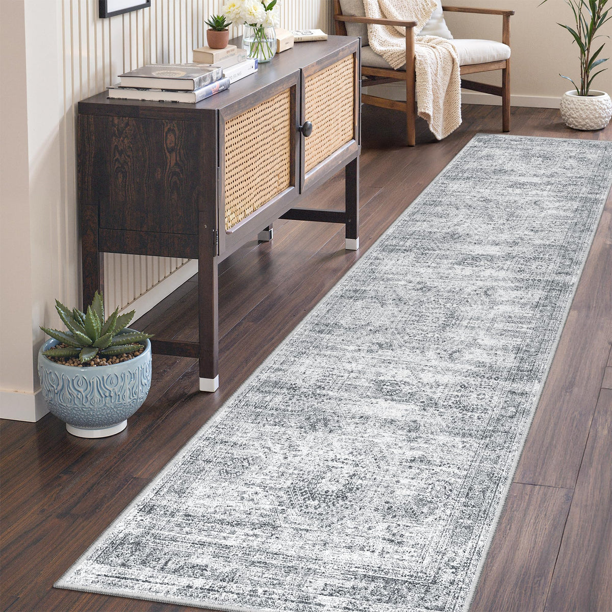 2x8 Runner Rug Non Slip,Washable Hallway Runner Rug,Beige
