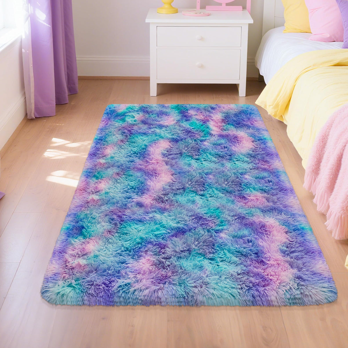 Soft Fluffy Beige Runner Rug for Bedroom, Bedside Long Rug Runner