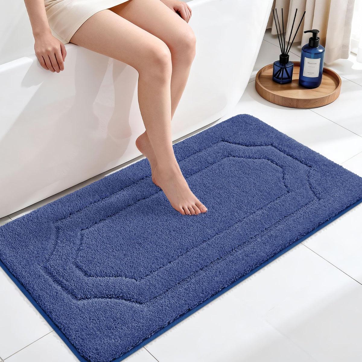 BEQHAUSE Bathroom Rugs Non Slip Bath Mat Soft Absorbent, 24"x36", Green