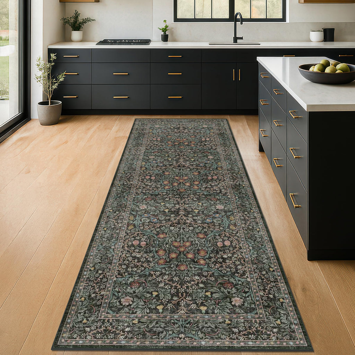 Washable Plum Purple Runner Rug 2x6 - Boho Rug Runner for Bathroom, Kitchen, Indoor Entryway, Low Pile Violet Carpet for Bedroom Bedside, Laundry Room, Hallway Mats for Floor, Stain Resistant