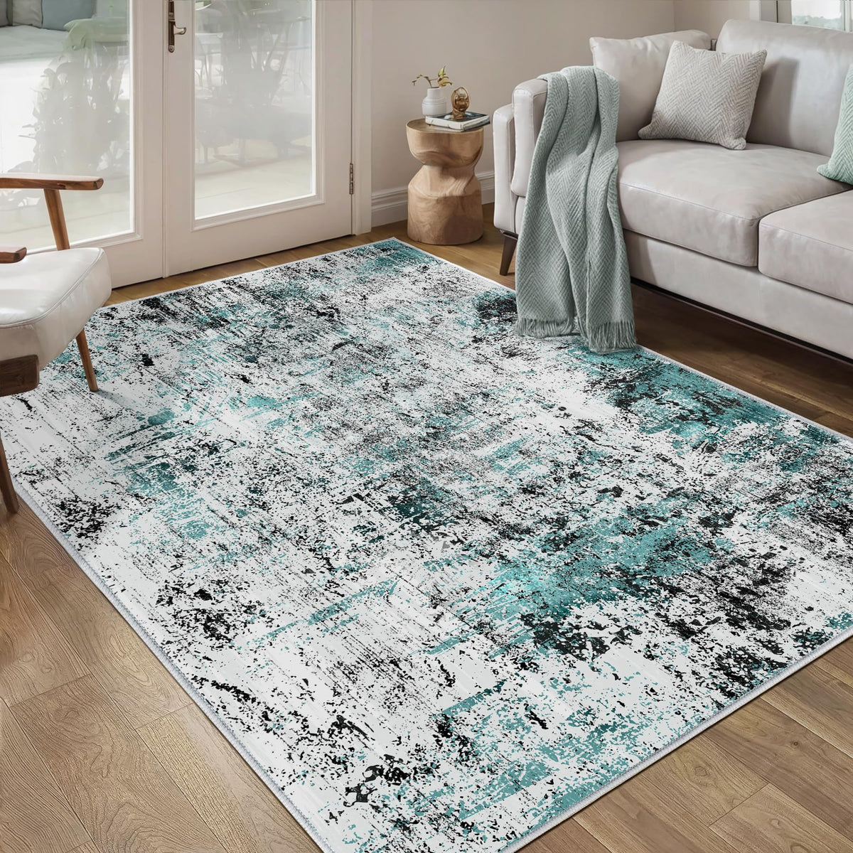 Ciicool Washable Area Rug 2x3 Entryway Rug, Modern Abstract Entry Mat Navy