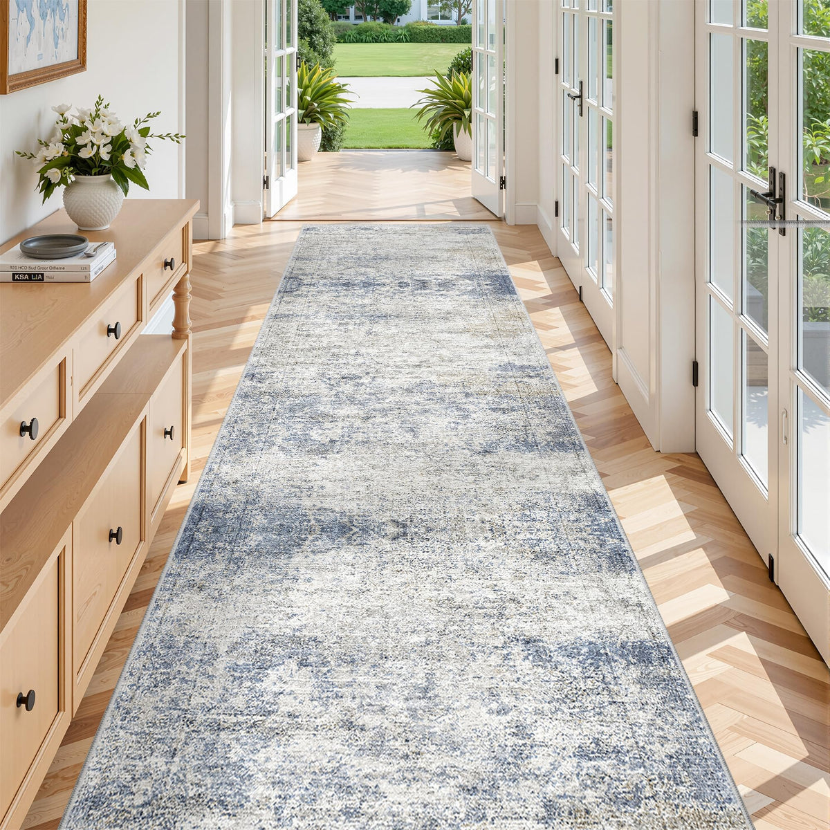 2x8 Runner Rug Non Slip,Washable Hallway Runner Rug,Beige