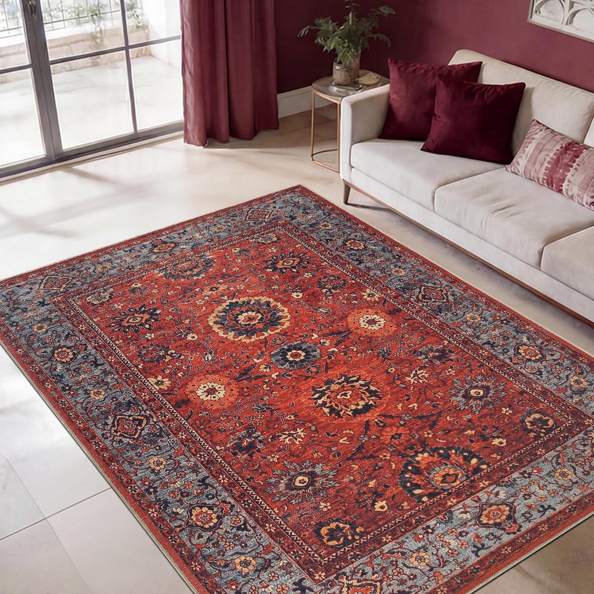 Keen Home Design Vintage Washable Entryway Rug, Non-Slip Low Pile, 2x3