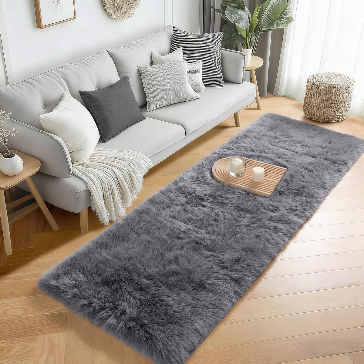 Super Soft Runner Rugs For Hallway 2x6 Ft,Grey Rug Home Decor Aesthetic