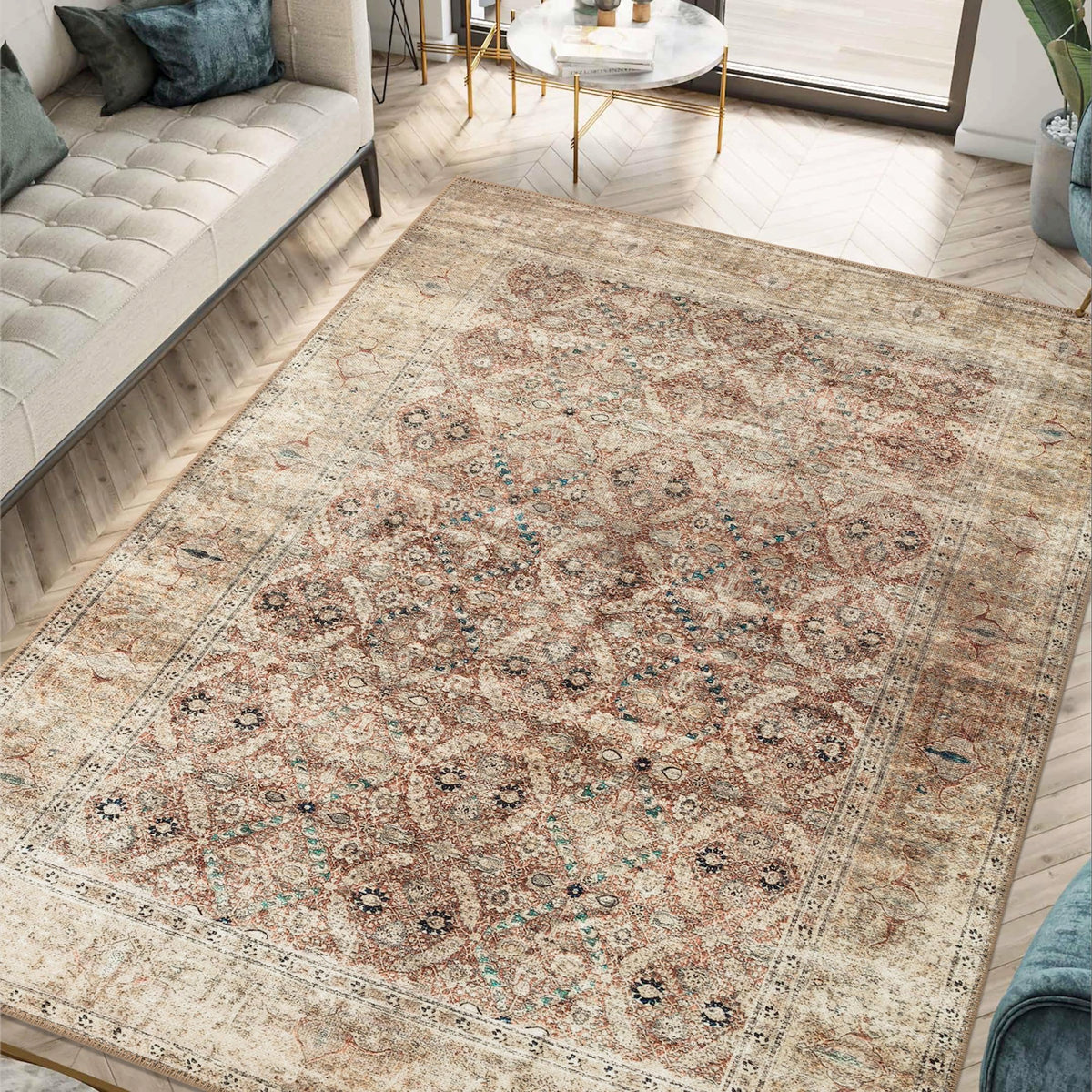 Keen Home Design Vintage Washable Entryway Rug, Non-Slip Low Pile, 2x3