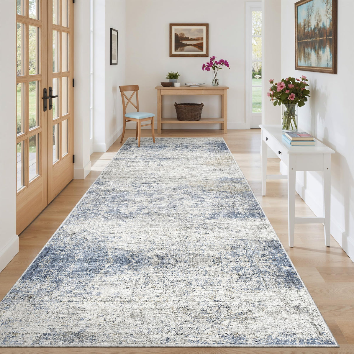 2x8 Runner Rug Non Slip,Washable Hallway Runner Rug,Beige