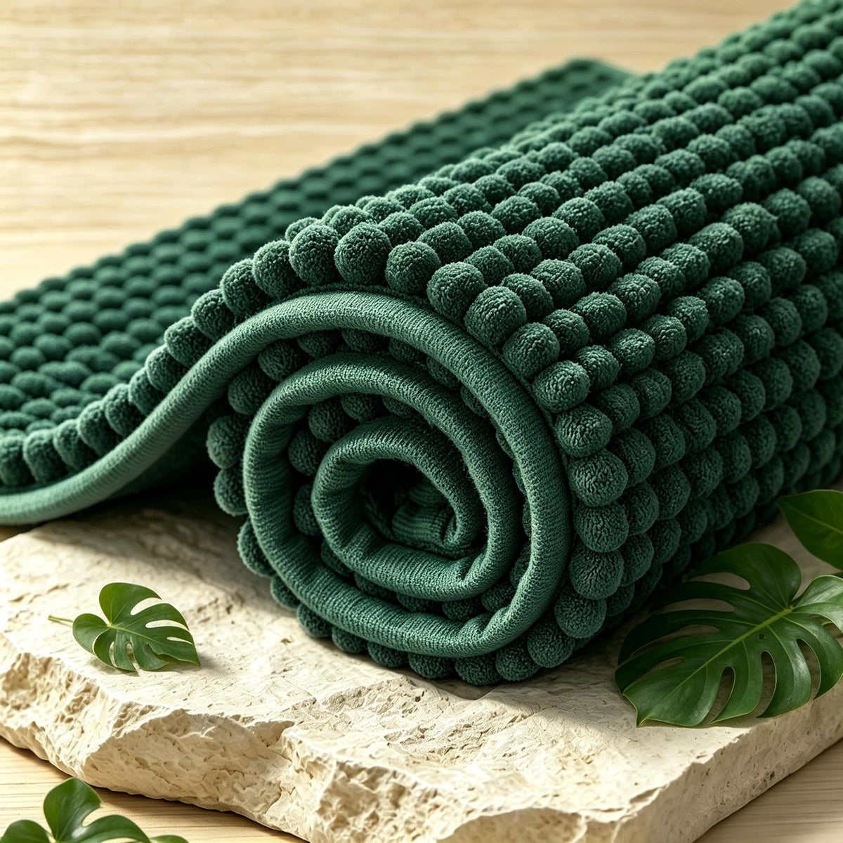 SUBRTEX Bathroom Rugs Chenille Bath Rug Soft Short Plush Bath Mat Soft Shower Mat Water Absorbent Shower Mat Quick Dry Machine Washable(White,18" x 24")