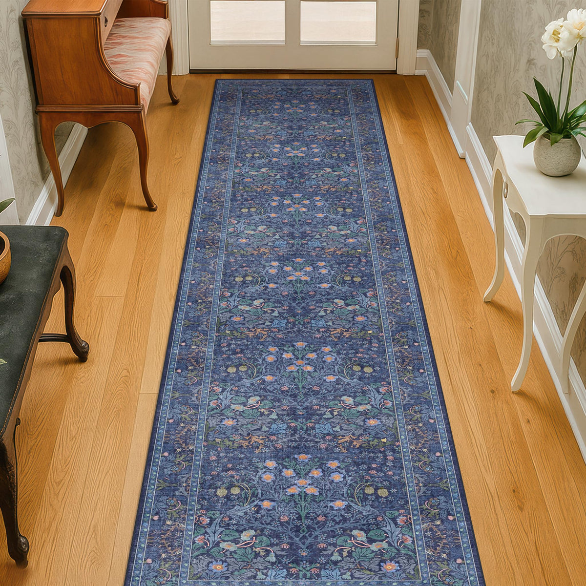 Washable Plum Purple Runner Rug 2x6 - Boho Rug Runner for Bathroom, Kitchen, Indoor Entryway, Low Pile Violet Carpet for Bedroom Bedside, Laundry Room, Hallway Mats for Floor, Stain Resistant