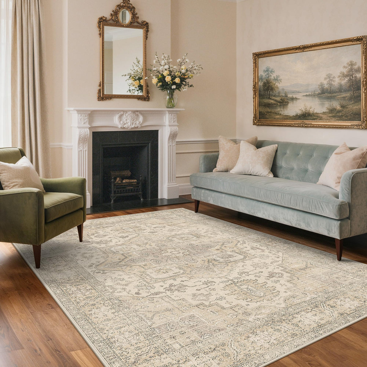 GENIMO 2x5 Washable Runner Rug Non Slip for Hallway, Light Taupe Brown