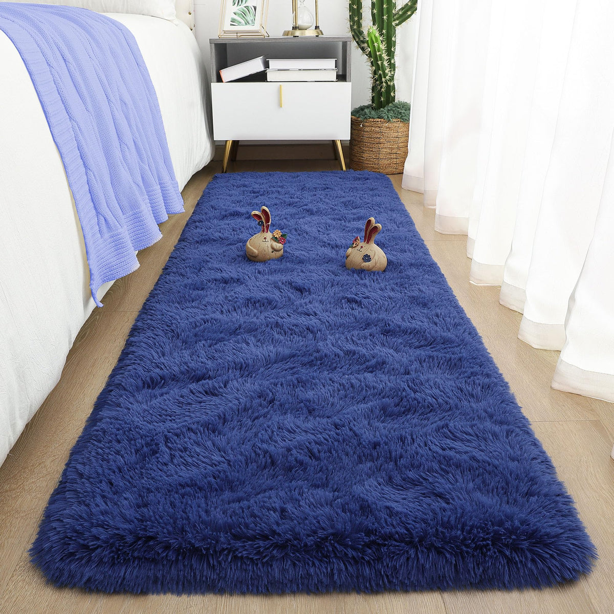Tepook Black Soft Runner Rugs for Bedroom 2x6 ft with Rubber Backing