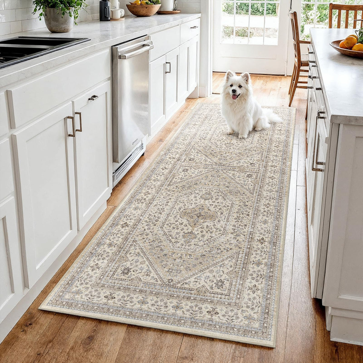 2x3 Washable Entryway Area Rug - Non-Slip Boho Throw Rugs Beige Gray