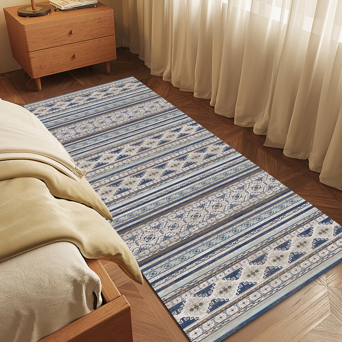 RUGSURE Washable Area Rugs - Perfect for Living Room, Bedroom, Kids Room, Nursery - Stain & Water Resistant Non-Slip, Pet & Child Friendly, Vintage Tribal Area Rugs (Green, 3' x 5 ')