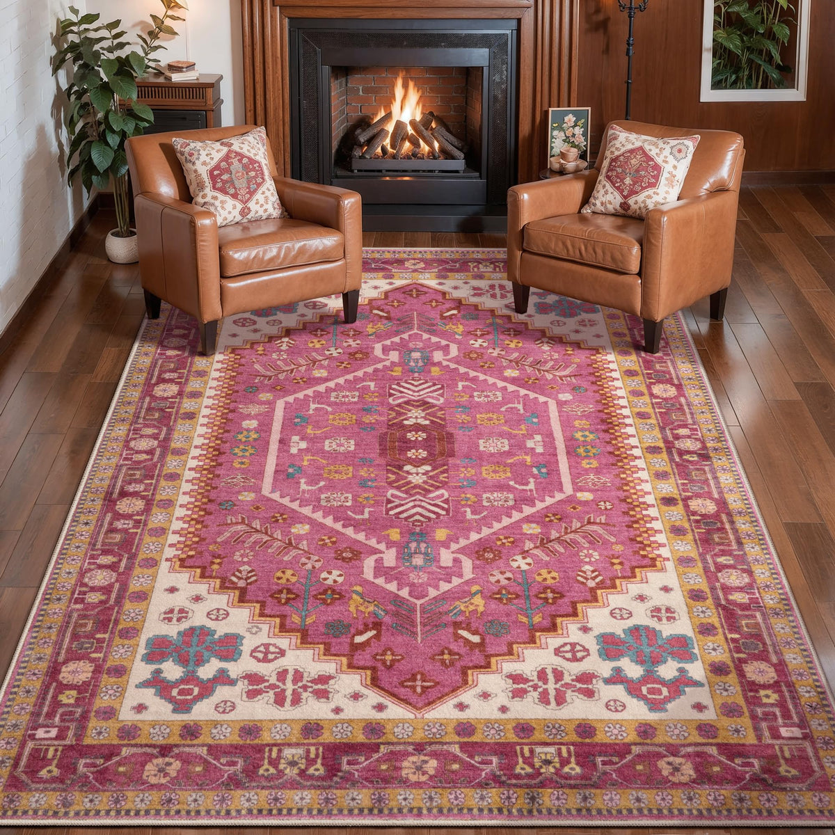 Ciicool Washable 3x5 Area Rug,Boho Non-Slip Indoor Mat for Entryway Kitchen