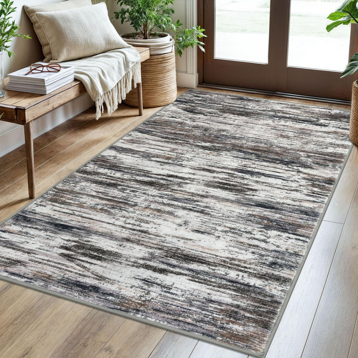 SIILOOM 3x5 Washable Area Rug Non Slip Door Mat Indoor for Entryway Bedside