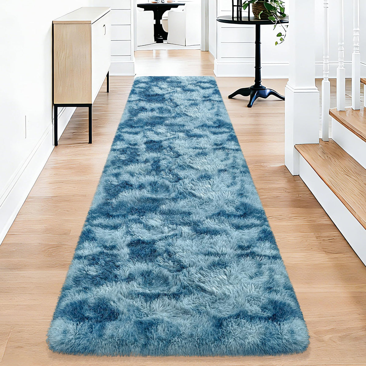 Soft Fluffy Beige Runner Rug for Bedroom, Bedside Long Rug Runner