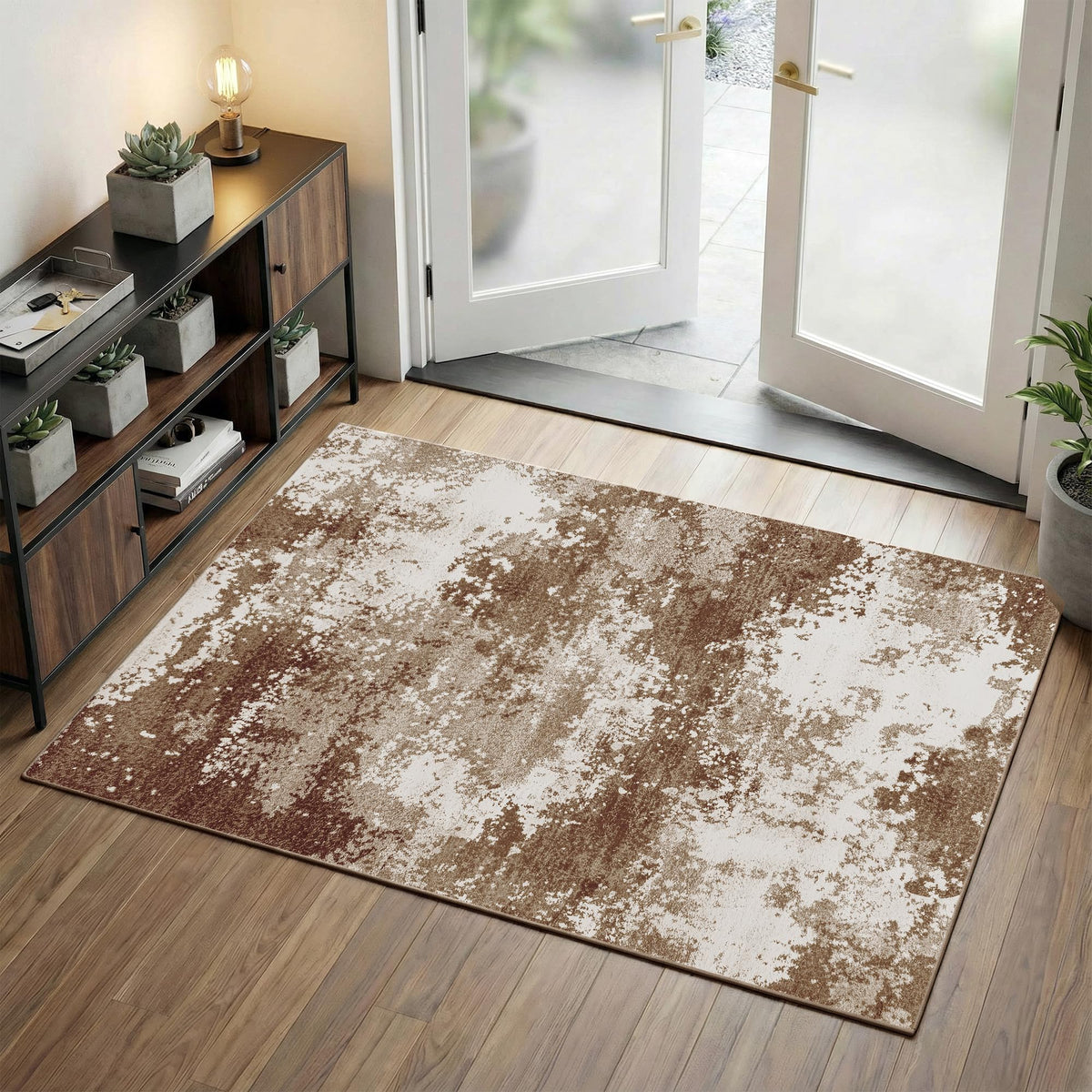 Entryway Rug 2x3 Grey Door Mat Indoor Entrance 24x36, Washable Small Throw Rugs for Kitchen Floor, Entry, Front Door, Bedroom Bedside, Non-Slip Low Pile Stain & Fade Resistant, Abstract Gray