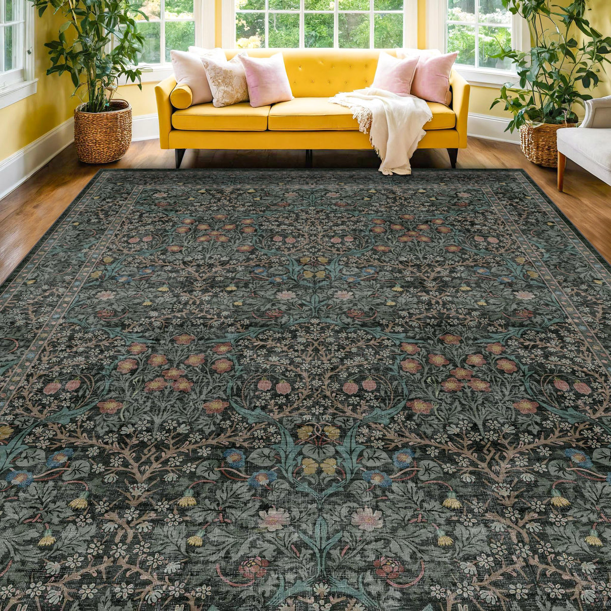 Washable Plum Purple Runner Rug 2x6 - Boho Rug Runner for Bathroom, Kitchen, Indoor Entryway, Low Pile Violet Carpet for Bedroom Bedside, Laundry Room, Hallway Mats for Floor, Stain Resistant
