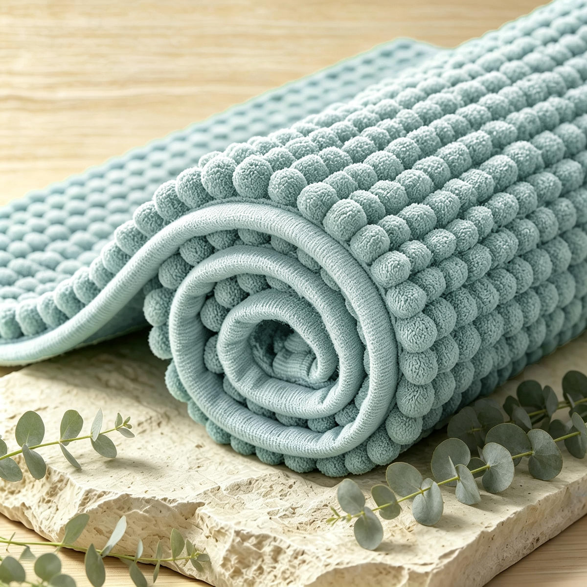 SUBRTEX Bathroom Rugs Chenille Bath Rug Soft Short Plush Bath Mat Soft Shower Mat Water Absorbent Shower Mat Quick Dry Machine Washable(White,18" x 24")