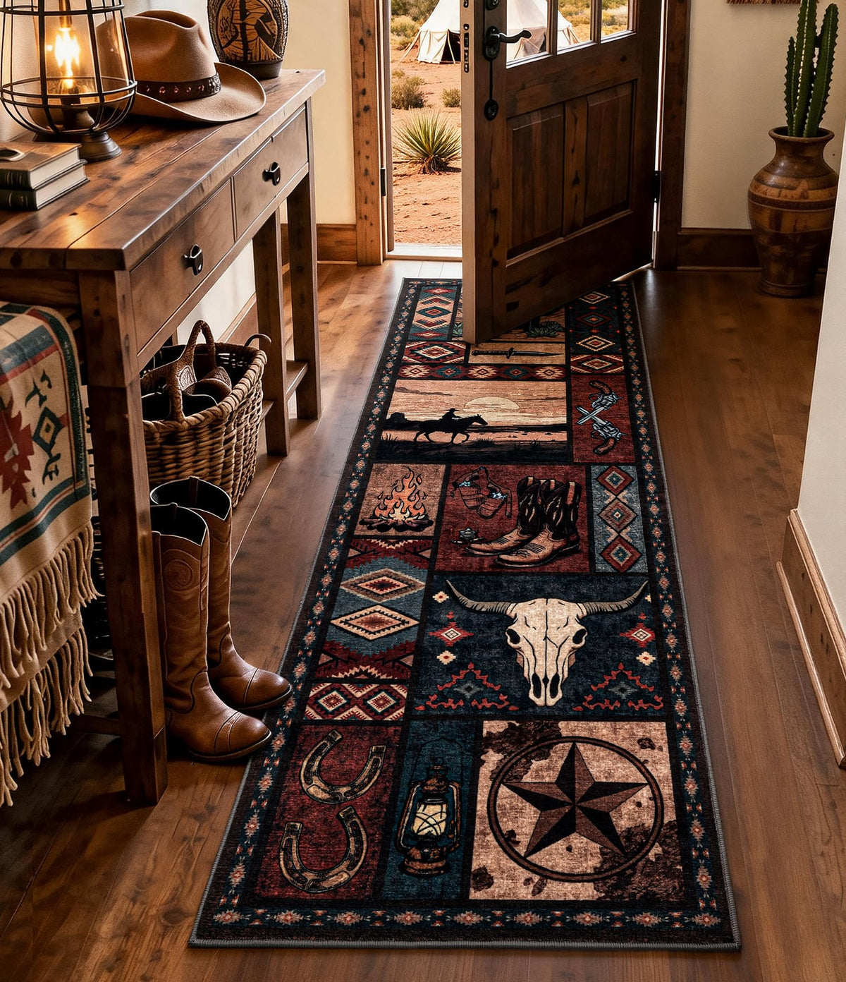 YIHOUSE Washable Rustic Cabin Runner Rug 2x6 Hallway