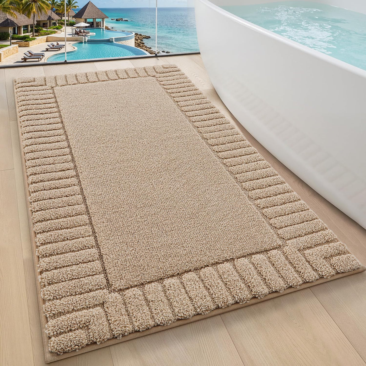 LUMI Soft Bathroom Rugs Absorbent, Non Slip Bath Mat 20x32, White