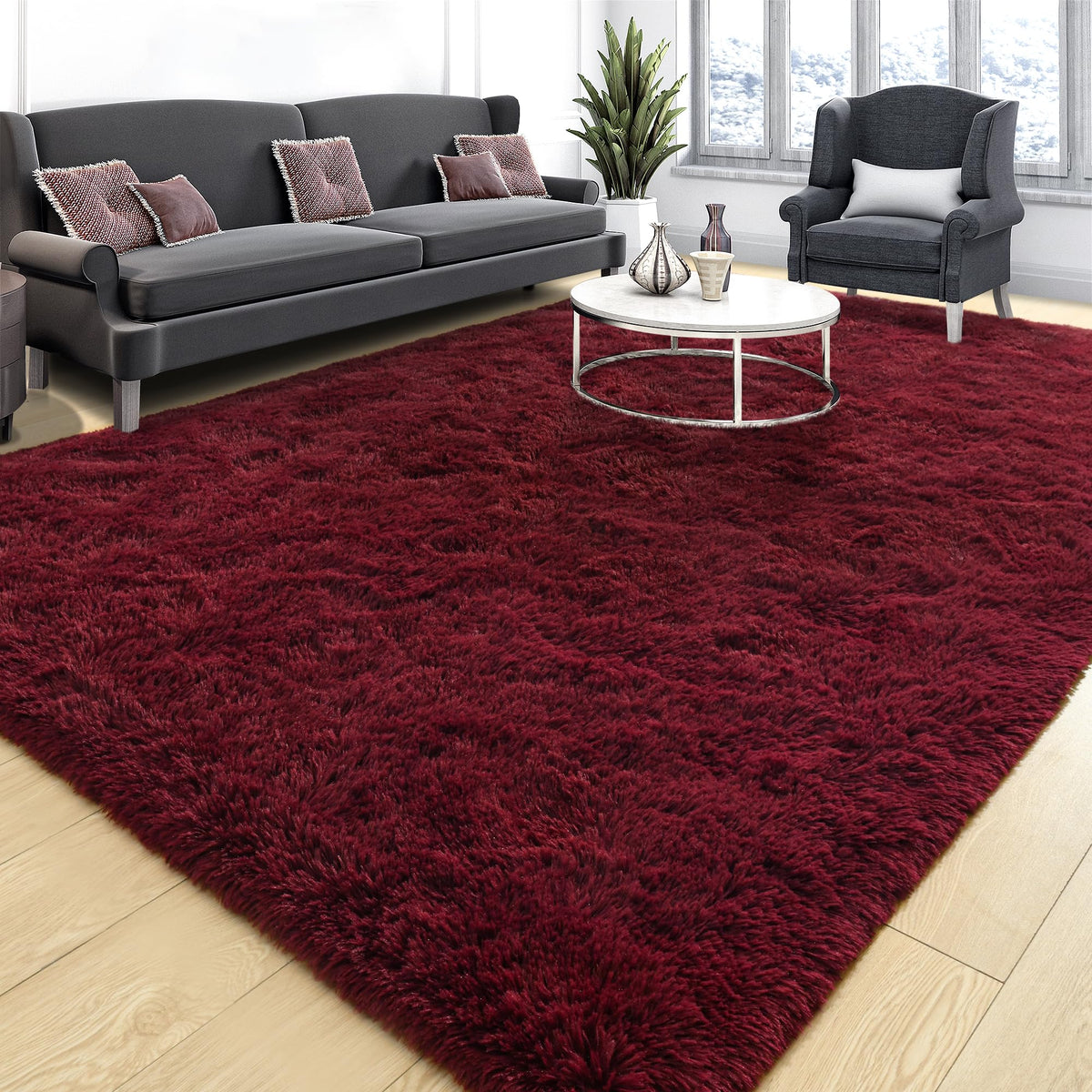 Tepook Black Soft Runner Rugs for Bedroom 2x6 ft with Rubber Backing