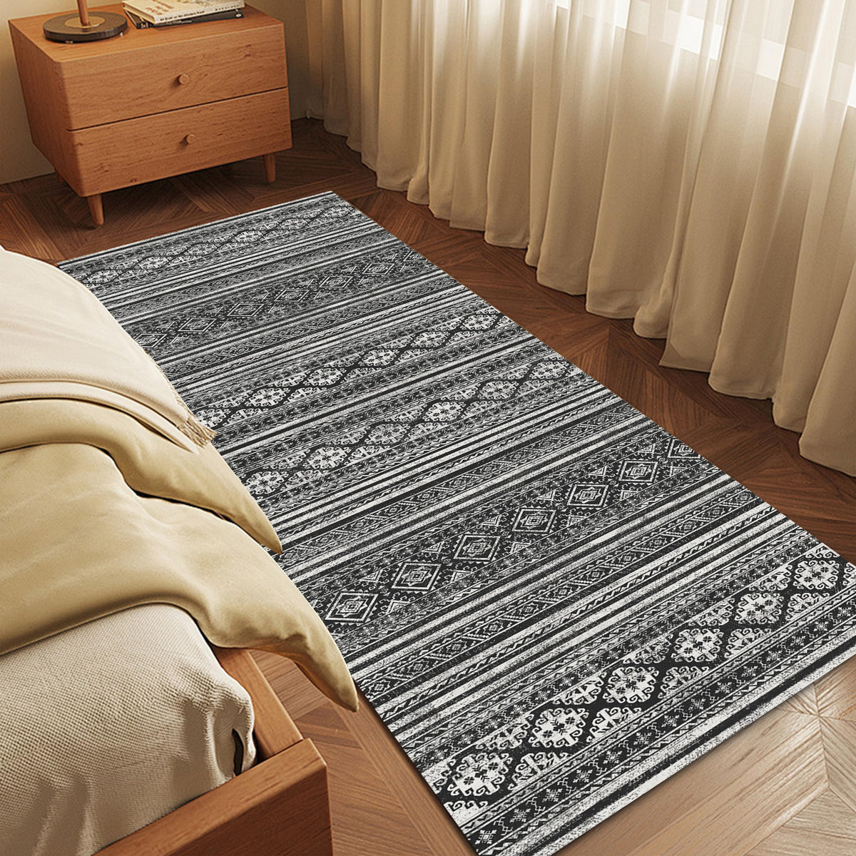 RUGSURE Washable Area Rugs - Perfect for Living Room, Bedroom, Kids Room, Nursery - Stain & Water Resistant Non-Slip, Pet & Child Friendly, Vintage Tribal Area Rugs (Green, 3' x 5 ')