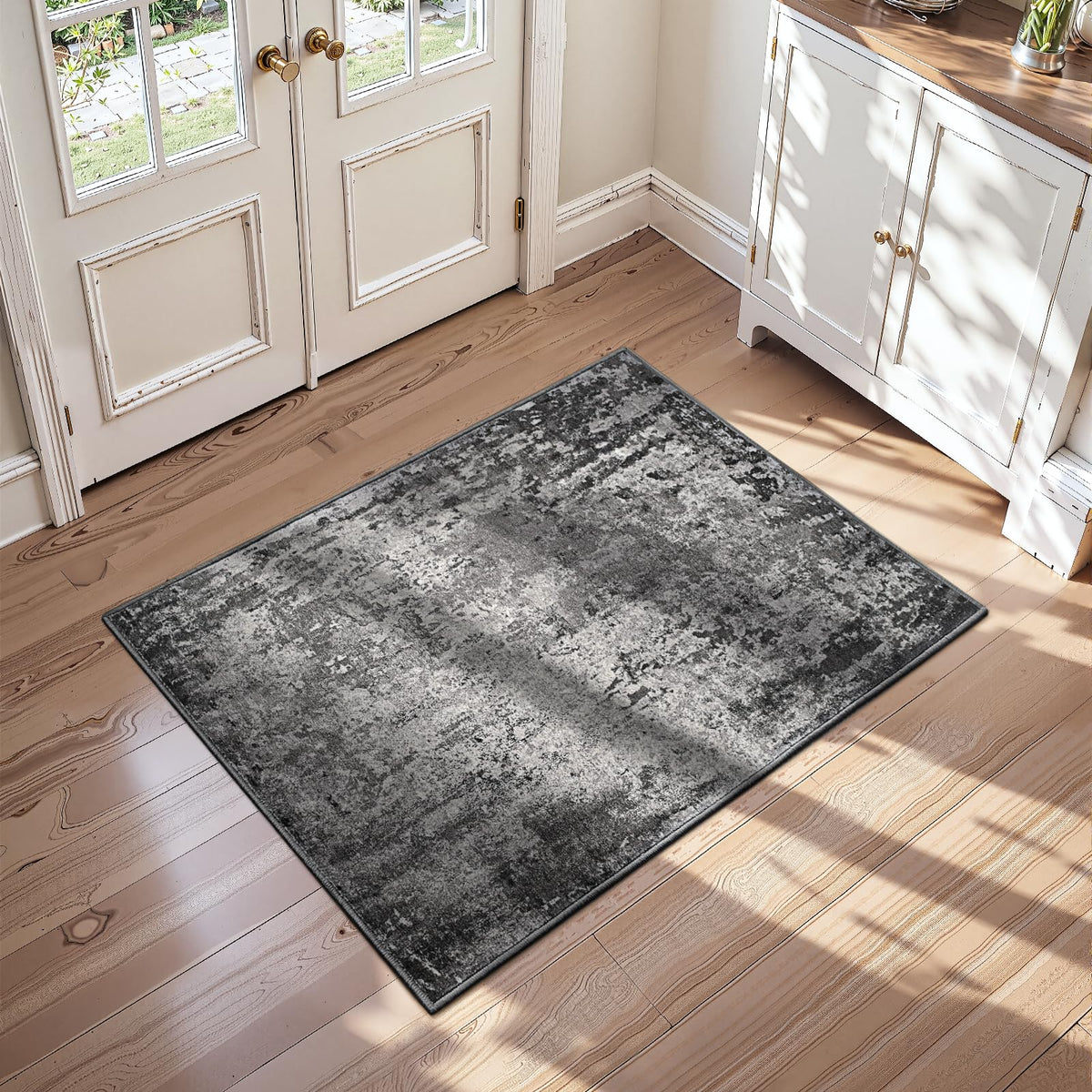 Ompaa 2x6 Rug Runners for Hallways Kitchen Runner Rug Non Slip Washable Grey Long Runner Rugs with Rubber Backing Soft Abstract Carpet Runner for Hallways, Kitchen, Bedroom, Bathroom, Entryway