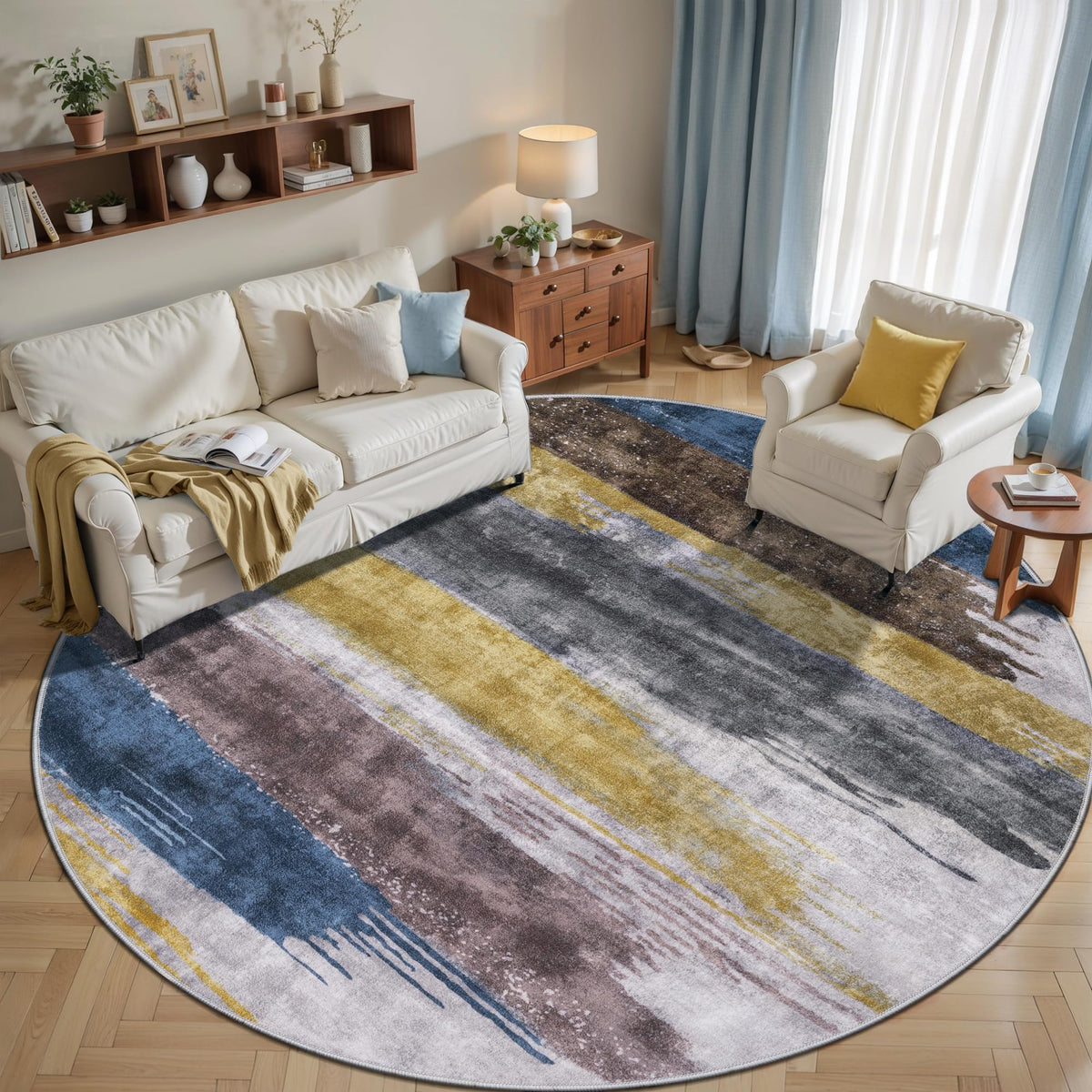 Ciicool Washable Area Rug 2x3 Entryway Rug, Modern Abstract Entry Mat Navy