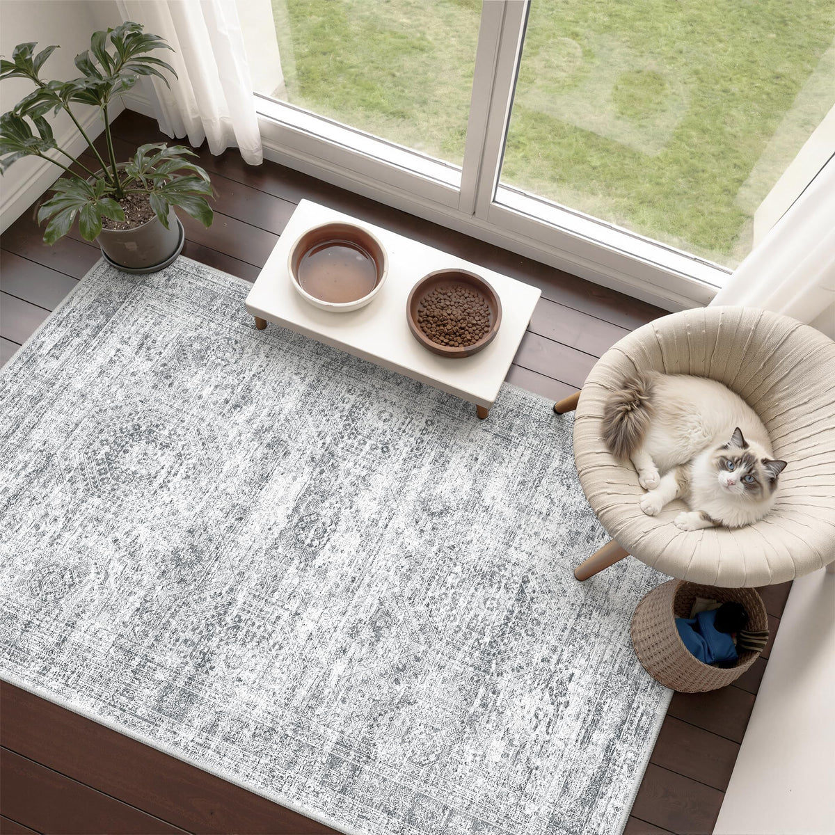 2x8 Runner Rug Non Slip,Washable Hallway Runner Rug,Beige