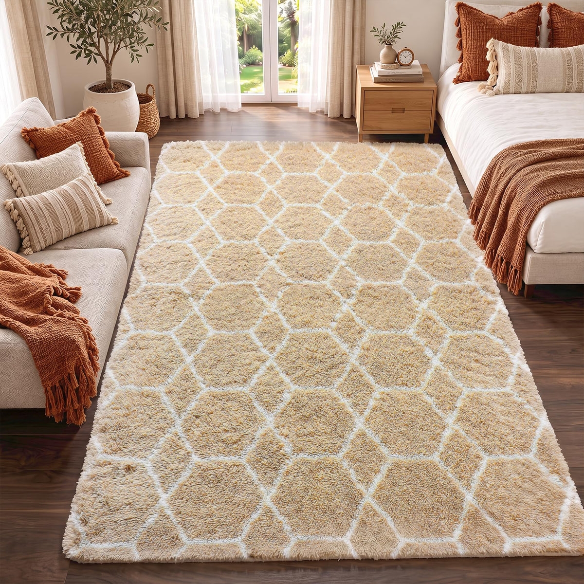 White Runner Rugs for Bedroom Living Room, Fluffy 2x6 Bedside Soft Area Rug