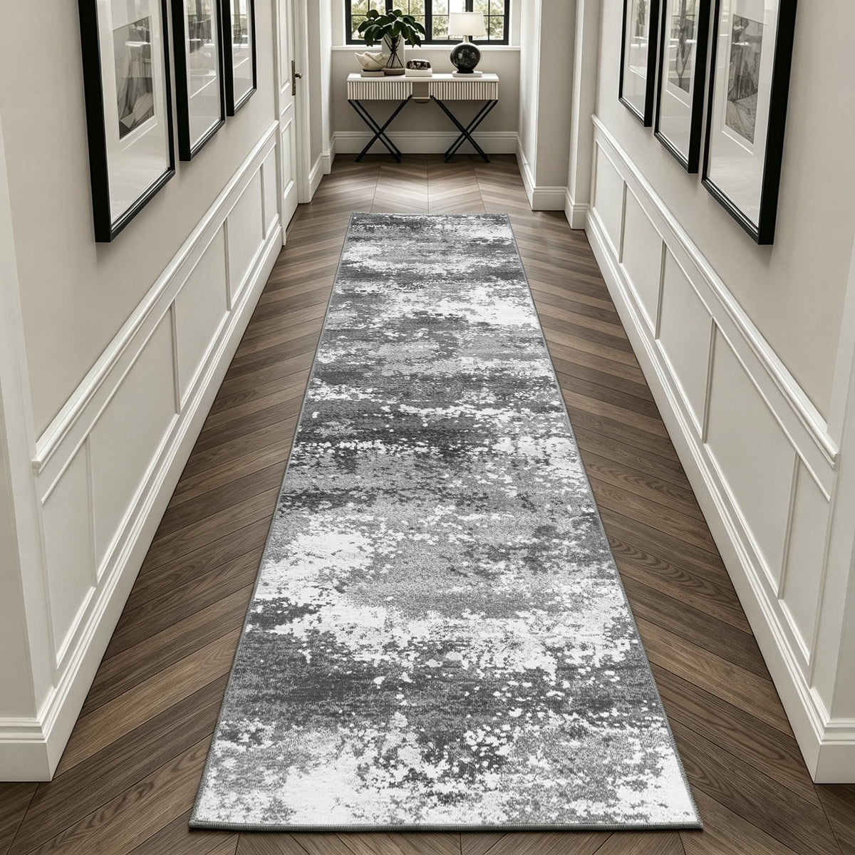 Entryway Rug 2x3 Grey Door Mat Indoor Entrance 24x36, Washable Small Throw Rugs for Kitchen Floor, Entry, Front Door, Bedroom Bedside, Non-Slip Low Pile Stain & Fade Resistant, Abstract Gray