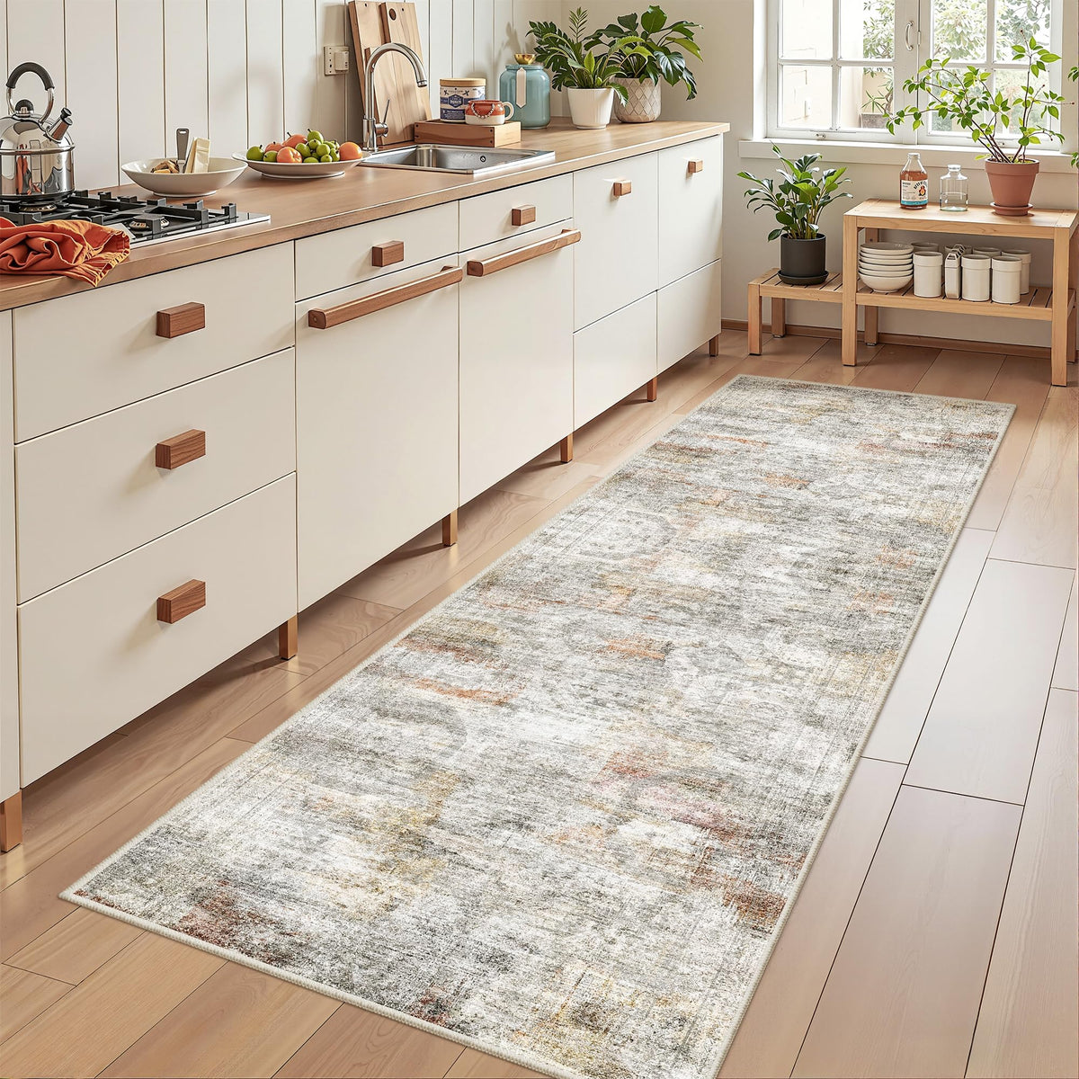 2x8 Runner Rug Non Slip,Washable Hallway Runner Rug,Beige