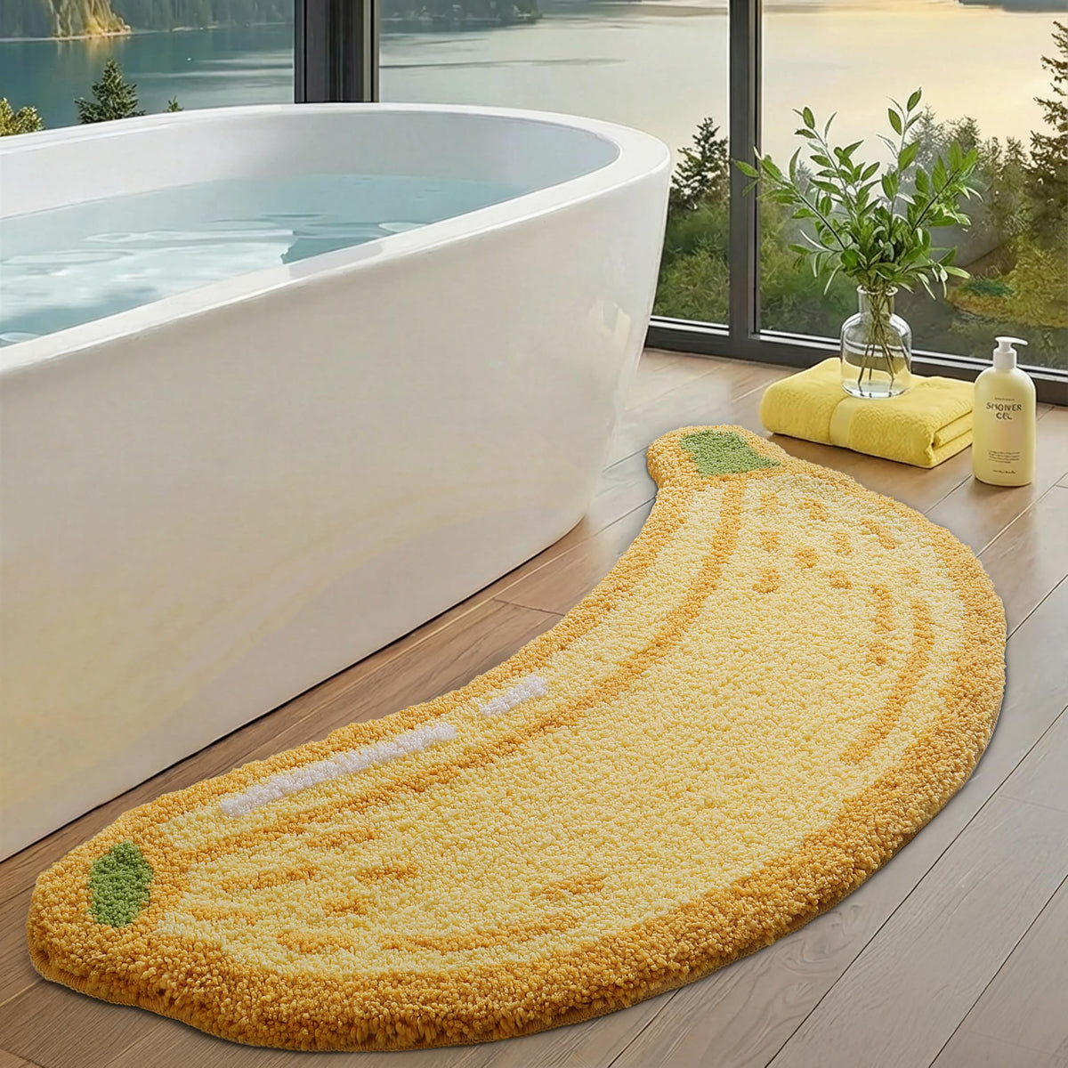 LUMI Bathroom Rug Green Leaf, Absorbent Non Slip Bath Mat, 23.5"x31.5"
