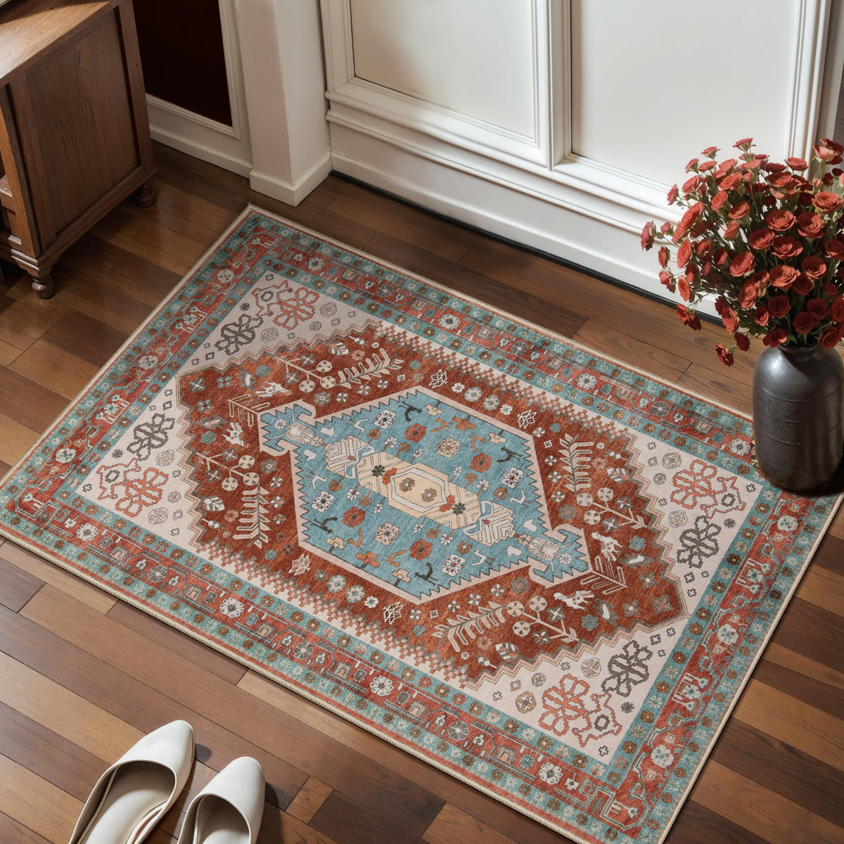 Ciicool Washable 3x5 Area Rug,Boho Non-Slip Indoor Mat for Entryway Kitchen