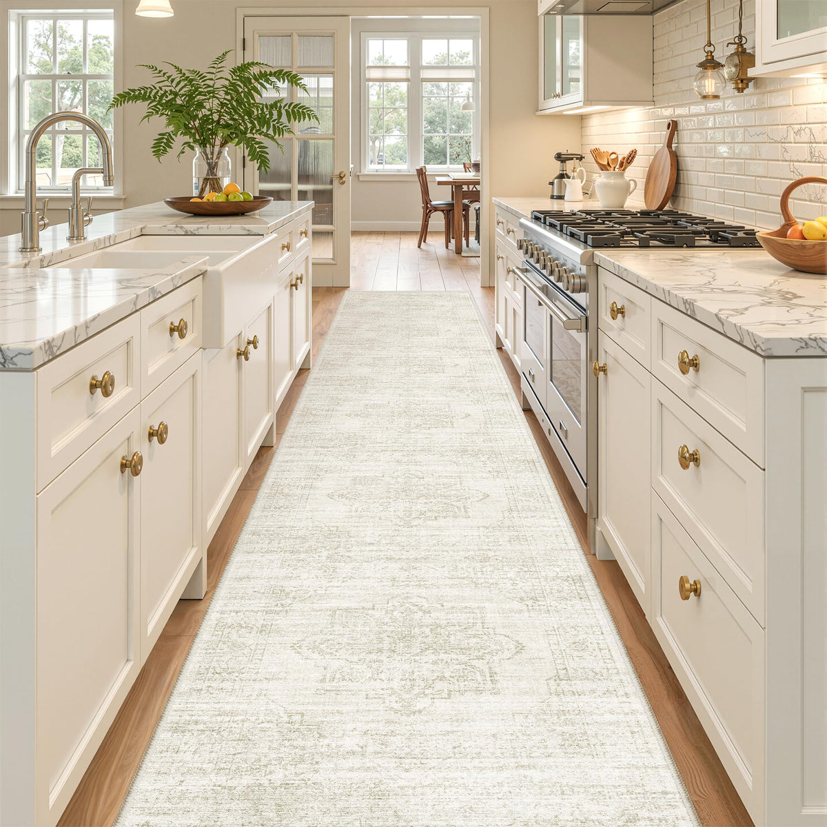 2x8 Runner Rug Non Slip,Washable Hallway Runner Rug,Beige
