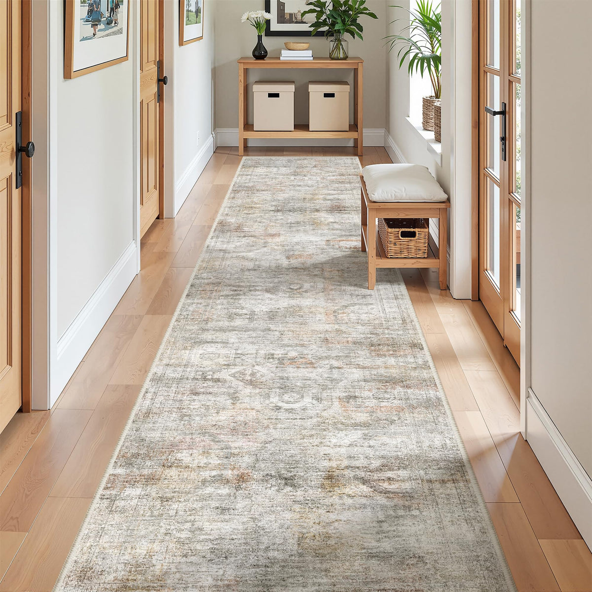 2x8 Runner Rug Non Slip,Washable Hallway Runner Rug,Beige