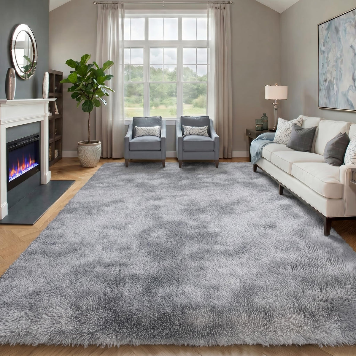 White Runner Rugs for Bedroom Living Room, Fluffy 2x6 Bedside Soft Area Rug