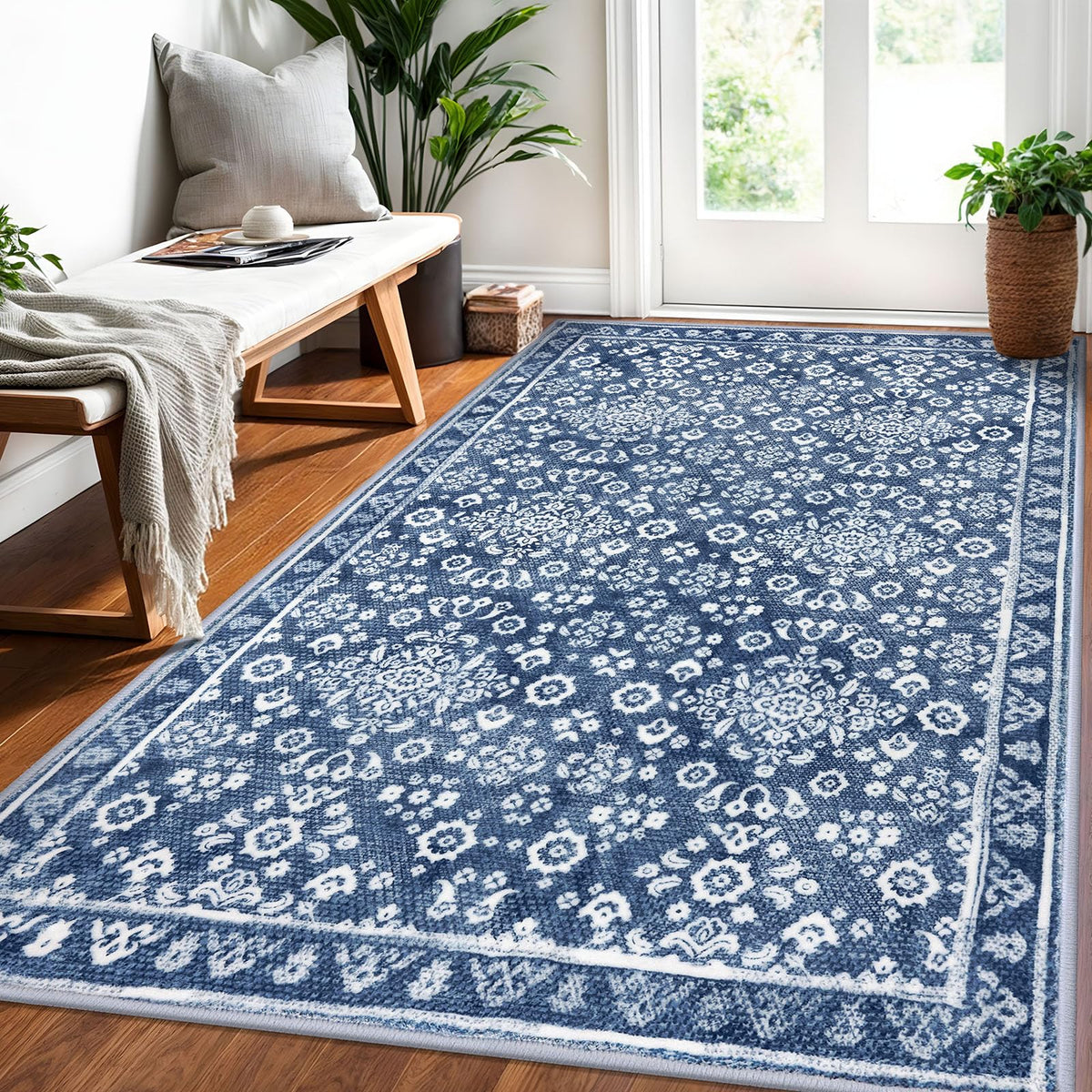Vintage Washable Entryway Rug 2x3 Small Area Rug Non Slip Door Mat