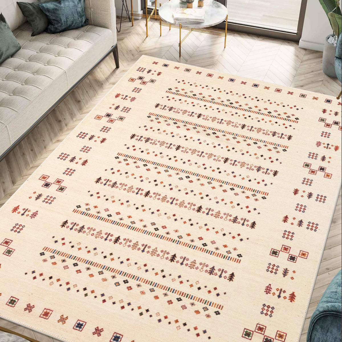 Keen Home Design Vintage Washable Entryway Rug, Non-Slip Low Pile, 2x3