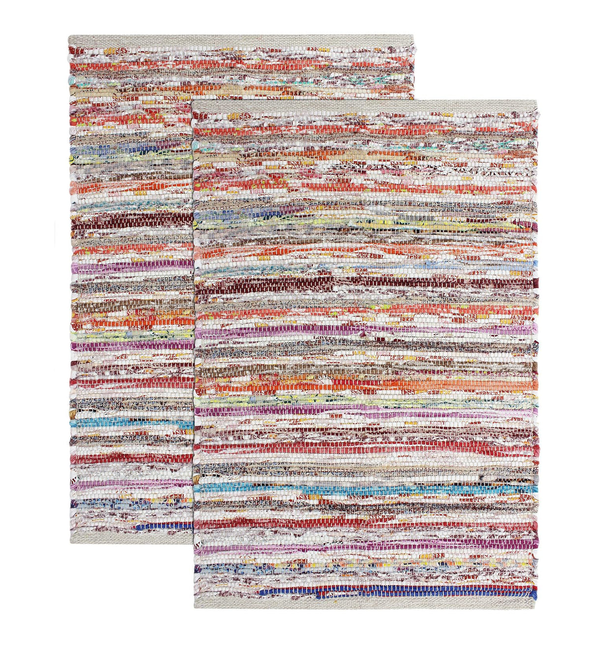 COTTON CRAFT Woven Area Rug - 2 Pack Entryway Mat with Fringe - Tan Natural